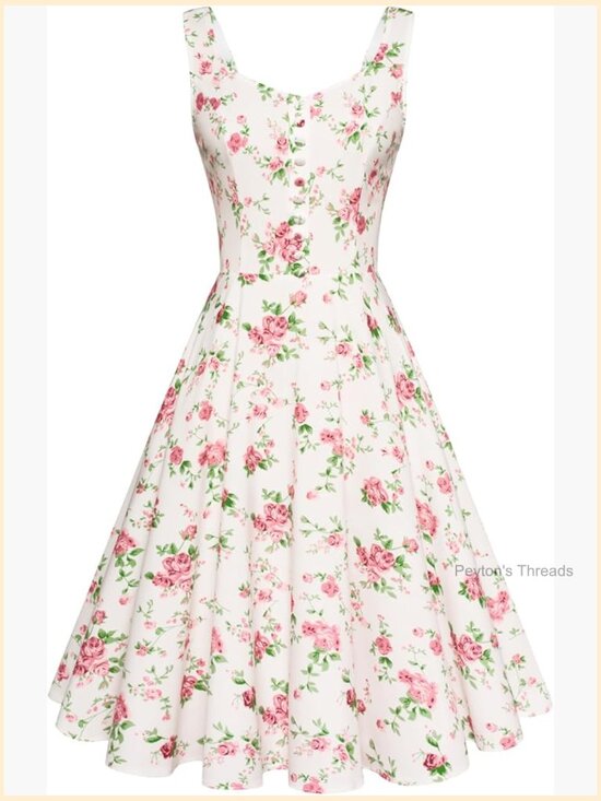 Dresses & Skirts - 1950s Vintage Sleeveless A-Line Swing Dress V-Neck Midi